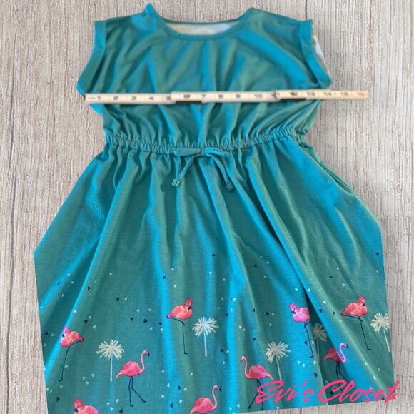 SO Turquoise Flamingo Short Sleeved Dress Girls Size 7-8 - Picture 6 of 8